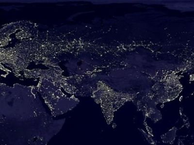 "Энергетическая сверхдержава" - снимок из космоса в ночное время. Публикуется в afterempire.info