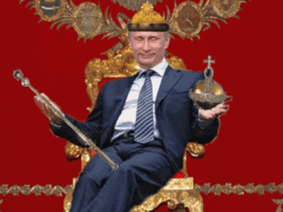 Владимир Путин на троне. Фото: info.sibnet.ru